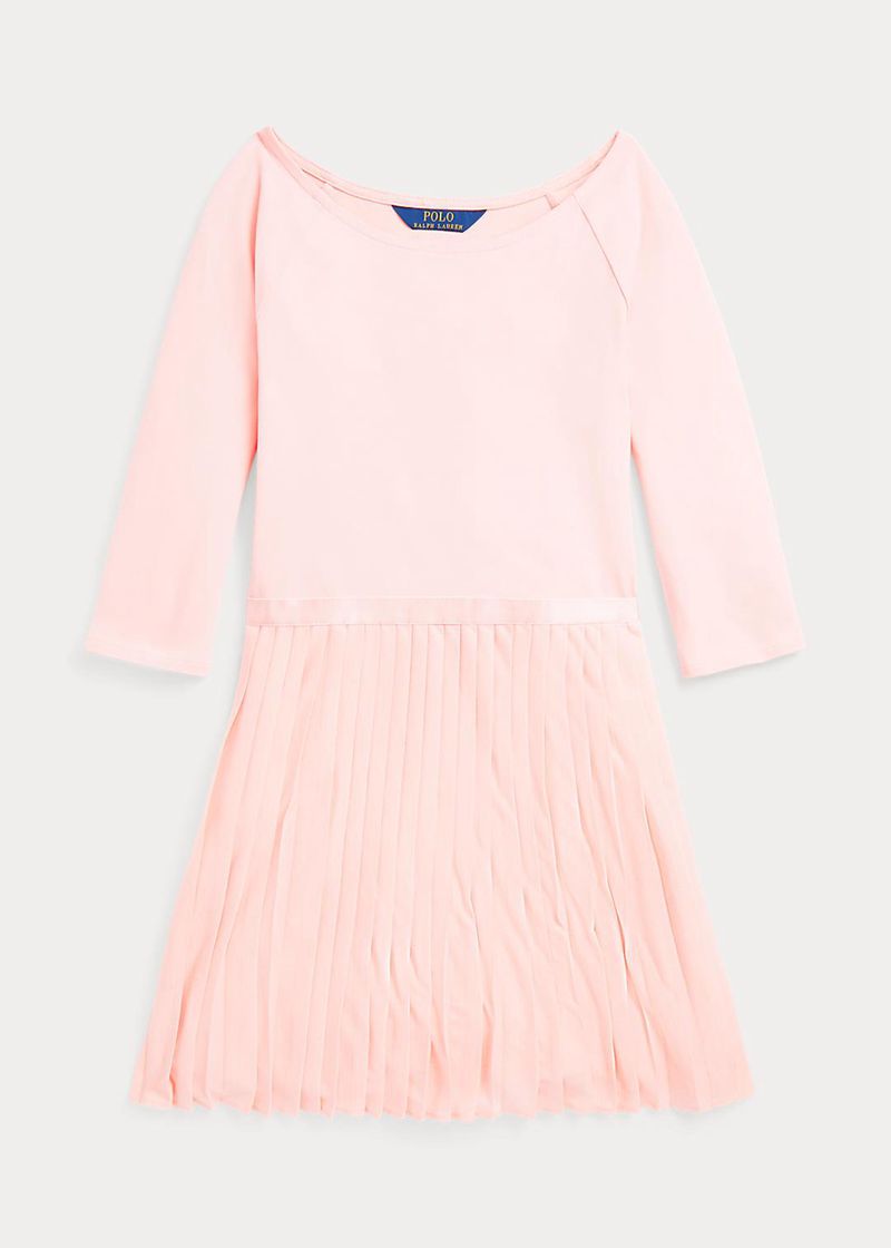 Sukienka Polo Ralph Lauren Dziewczynka Różowe 7-14 Lata Pleated Stretch Ponte-Jersey 981065-ZOW